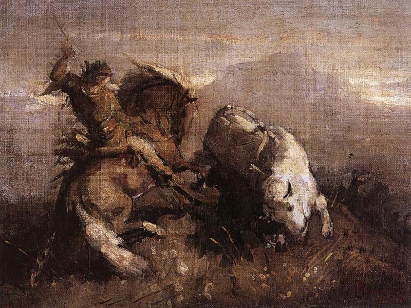 Nicolae Grigorescu Dragos Fighting the Bison oil painting image